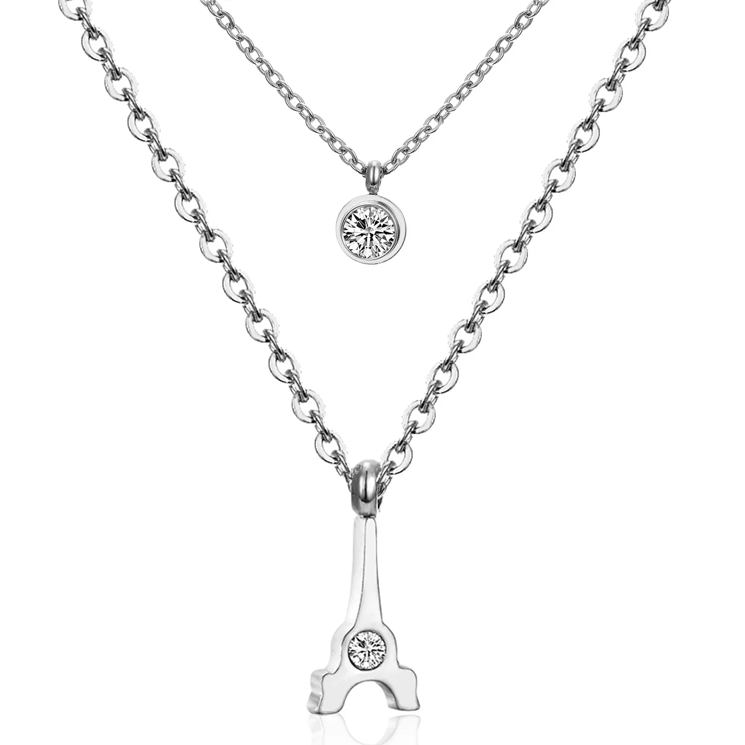 

fashion new double pendant necklace stainless steel choker factory direct wholesale