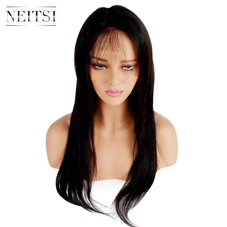 

Free Sample Neitsi afro kinky full lace wig Women Straight 150% Density Brazilian Virgin Glueless Natural Kinky Wig 16Inch