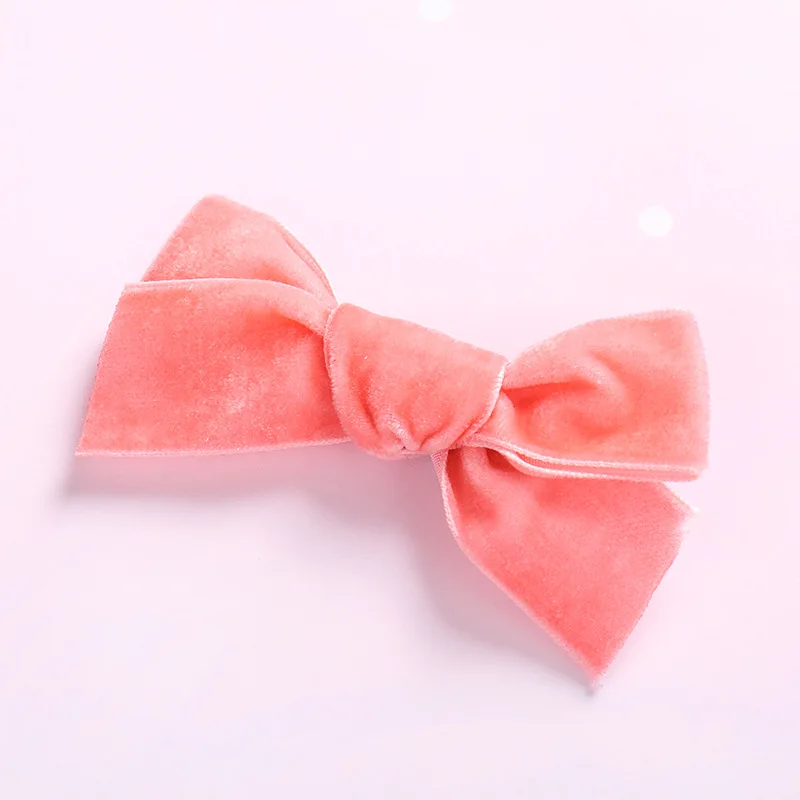 Baby Velvet Ribbon Hair Clips Sweet Love Girl Bow Soft Nylon Hair Clip