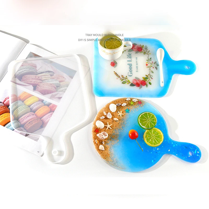 

S1086 round rectangle cutting board tray resin silicone mold Resin Epoxy, Random
