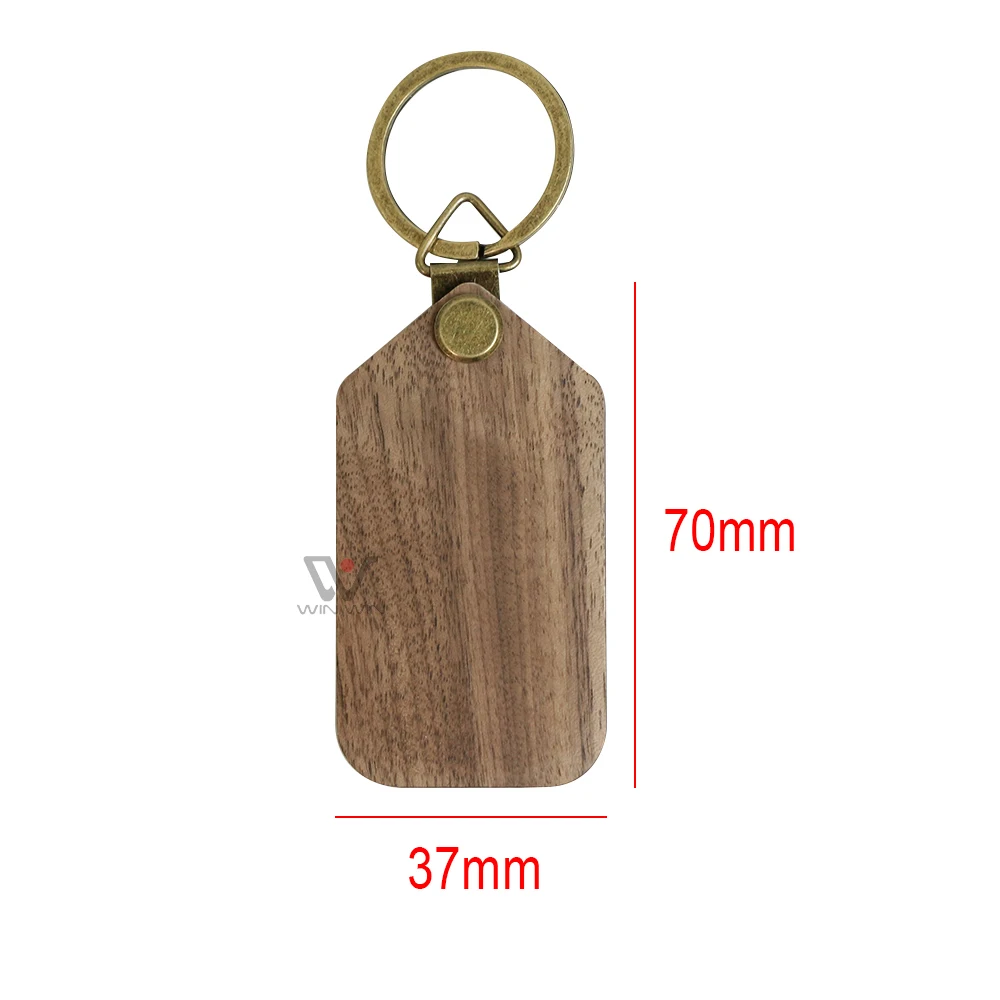 

Blank Promotional Tag key ring Metal Wood Blank Wooden Engraving Keychain, Black walnut ,cherry