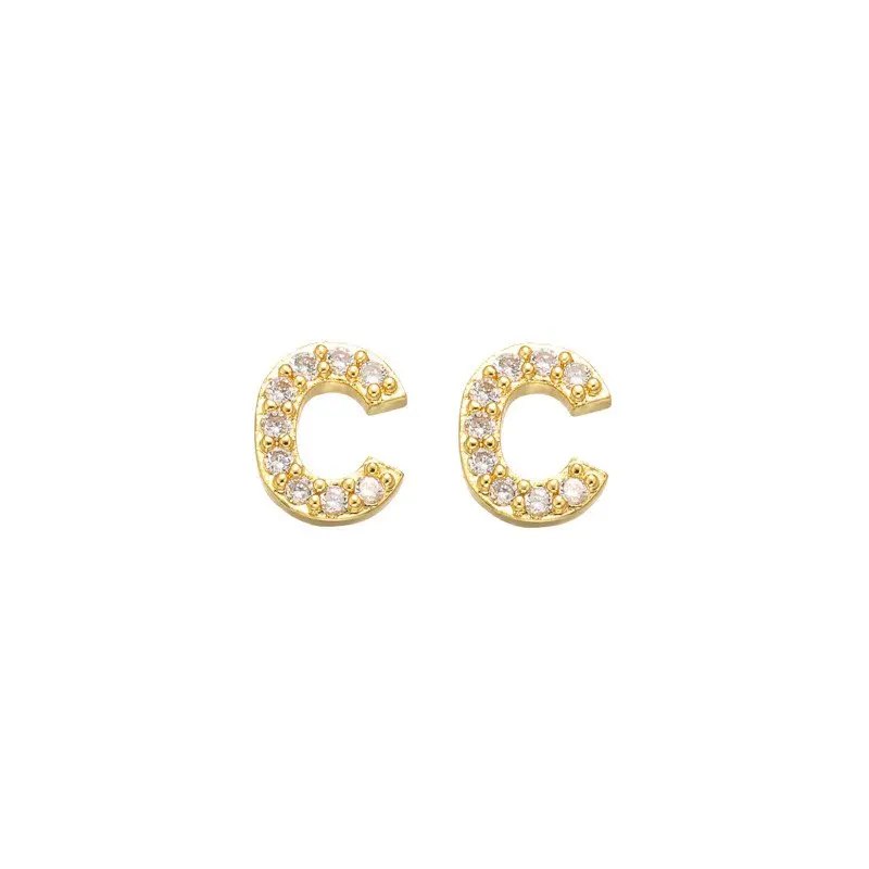 

Mass Supply 925 Sterling Silver 18k Gold Plated Jewelry Initial C Stud Earrings Letters For Women