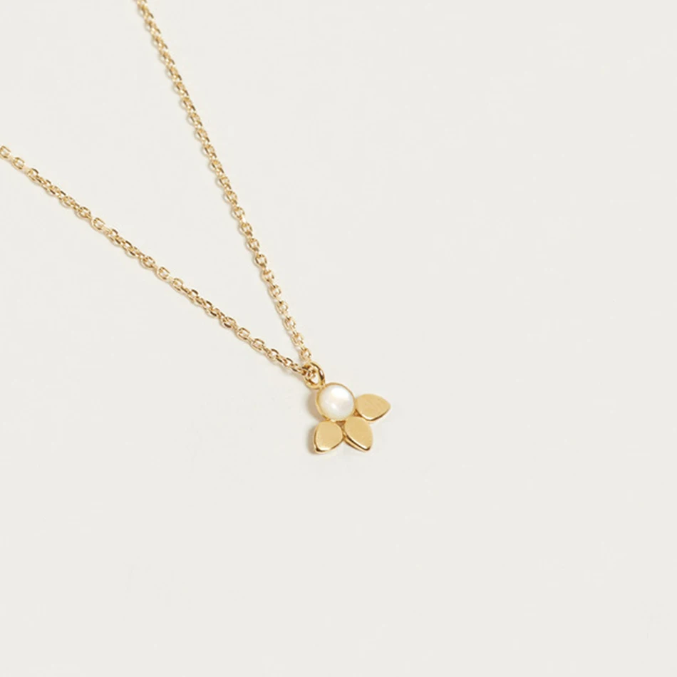 

18k Gold Fashion Jewelry 925 Sterling Silver Lotus Shape Crystal Stone Pendant Necklace For Women