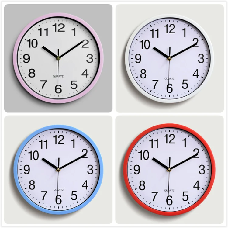 
Home Decoration Simple Round Design 10 inch Cheap Plastic Wall Clock 