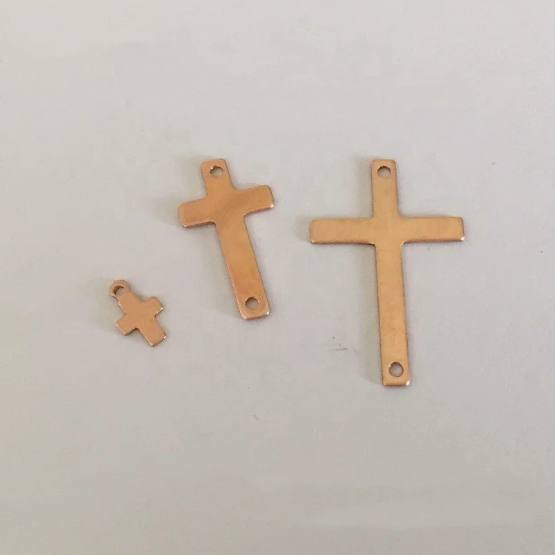 Fashion 14k Rose Gold Filled Cross Charms for Jewelry Making Necklace Pendant Connector
