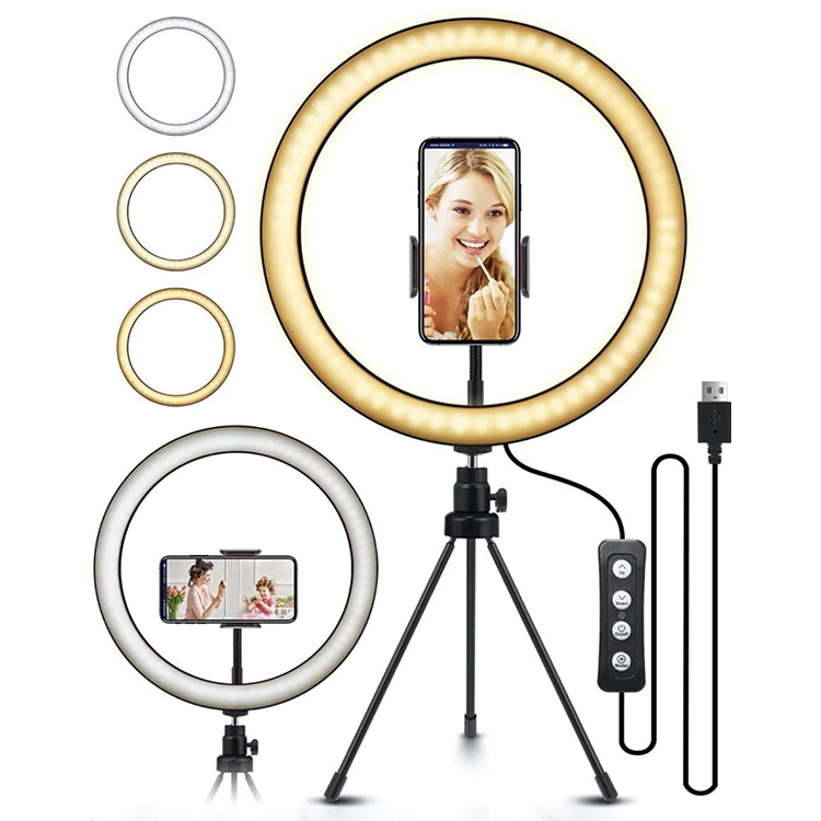 

2020 Newest Photography Gadgets LED Selfie Light Makeup Lamp phone holder with tripod, Black