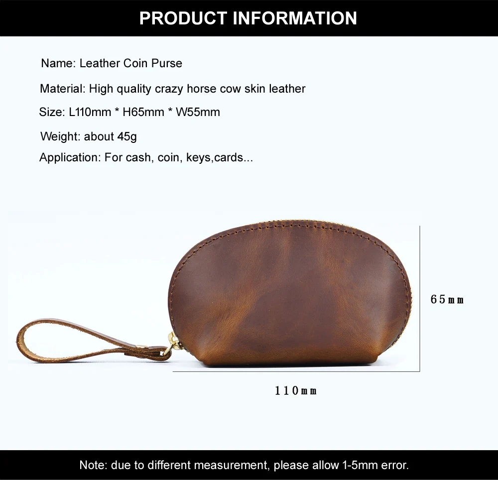 Genuine Cow Calf Leather Coin Purse & Wallet - With Card/Notes Section, Press Stud Closure (Blue)