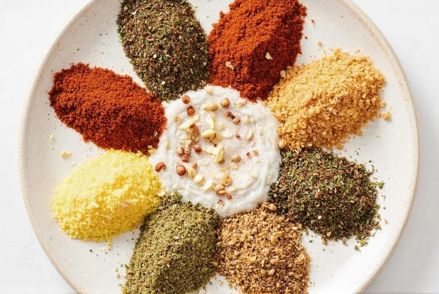 Spice jars labeled with sazon ingredients