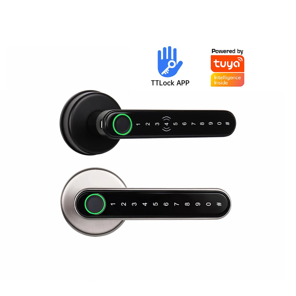 

Tuya TTLock Smart Lock Electronic Security Lever Handle Smart Doorlock Biometric Fingerprint Door Locks Key Card