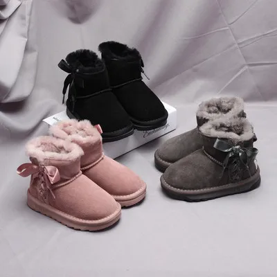 

Girls' waterproof casual short boots new children's shoes thickened warm cotton shoes Children's snow boots factory wholesale, Black, gray, pink