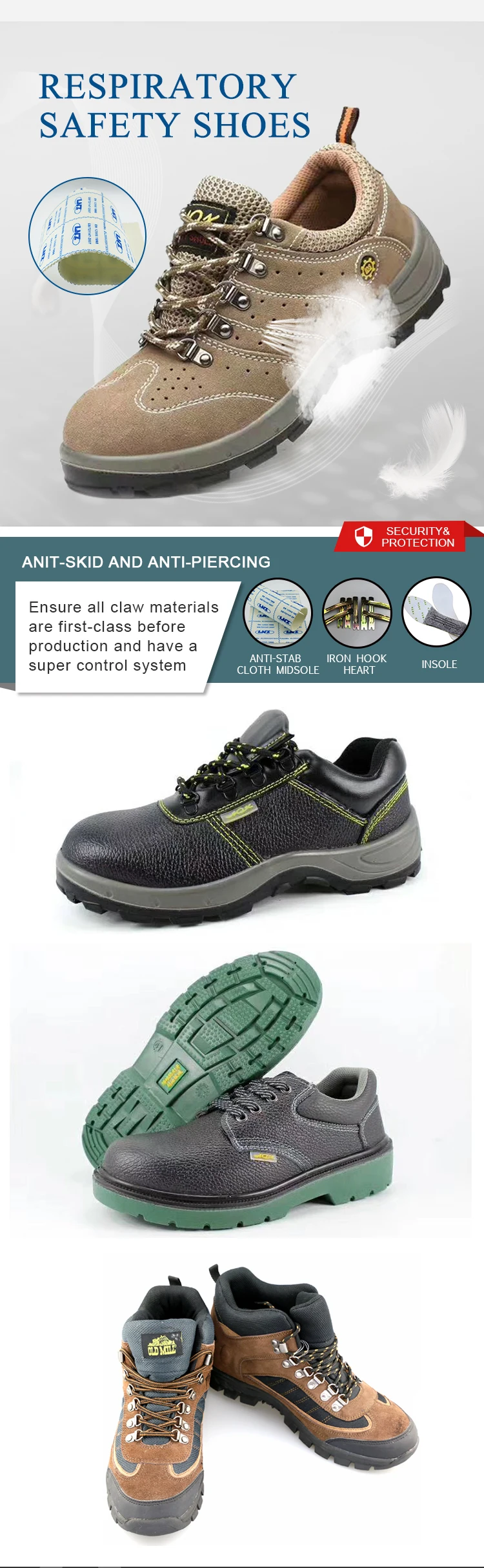 China Manufacturers High Quality Industrial Work Army Safety Shoes For