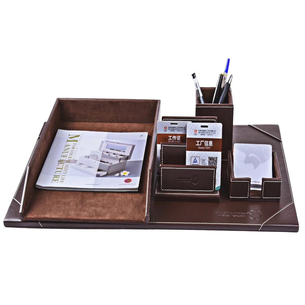 Luxury Personal Office Stationery Desk Sets Leather Desktop Office Stationery Desk Sets Leather