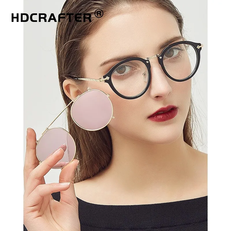 

HDCRAFTER new fashion trend metal party sunglasses unisex AC polarized uv400 OEM round circular eyeglasses hot sales 2021