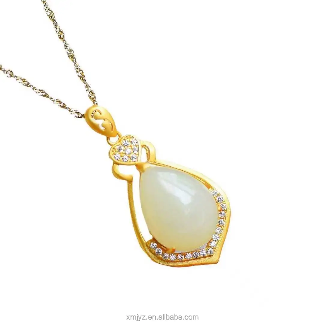 

Brass Gold-Plated Inlaid Gem Water Drop Pendant Women's Necklace Trendy Jewelry Pendant Online Best-Selling Product