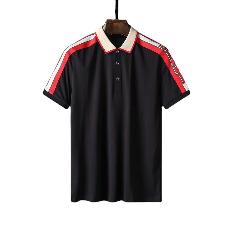 

2022 Wholesale mens polo t-shirts custom embroidered logo t shirt men polo shirt new stripe cotton golf polo shirts, Customized colors
