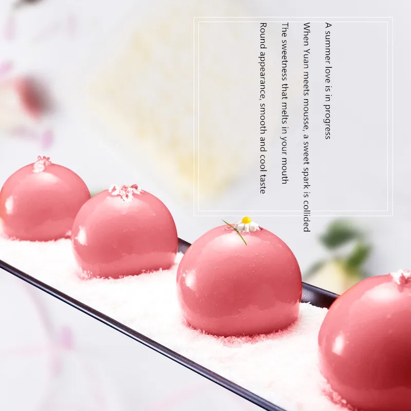 

093 DIY 8 High Ball Mousse Cake Silicone Mold Coconut Sandwich Baking cake mole, White