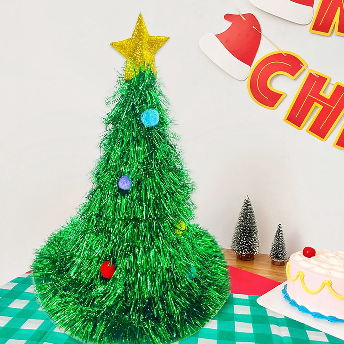 

Shinny Christmas Hats Gleaming Christmas Tree Decorative Sequin Hats for Festival Decoration Christmas Supplies