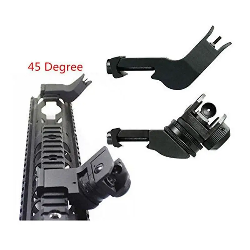 

MAGORUI Front and Rear 45 Degree Offset Rapid Transition BUIS Backup Iron Sight Set, Black