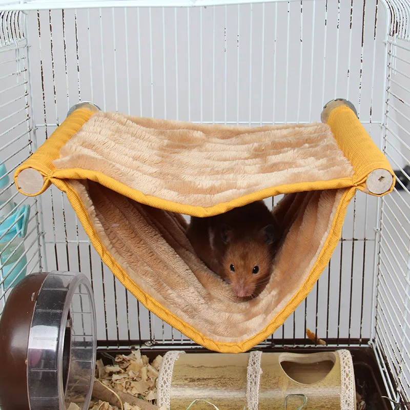 

Small Pet Hammock Hamster Nest Double-Layer Honey Bag Flying Plush House Bed Hammock Toy Nest, As picture