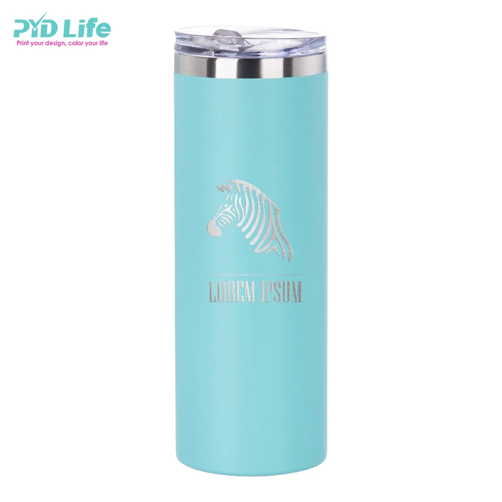 

New Arrival Powder Coating Coffee Tumbler Stainless Steel Tumbler Double Walled Wholesale Skinny Tumbler With Straw, Colored