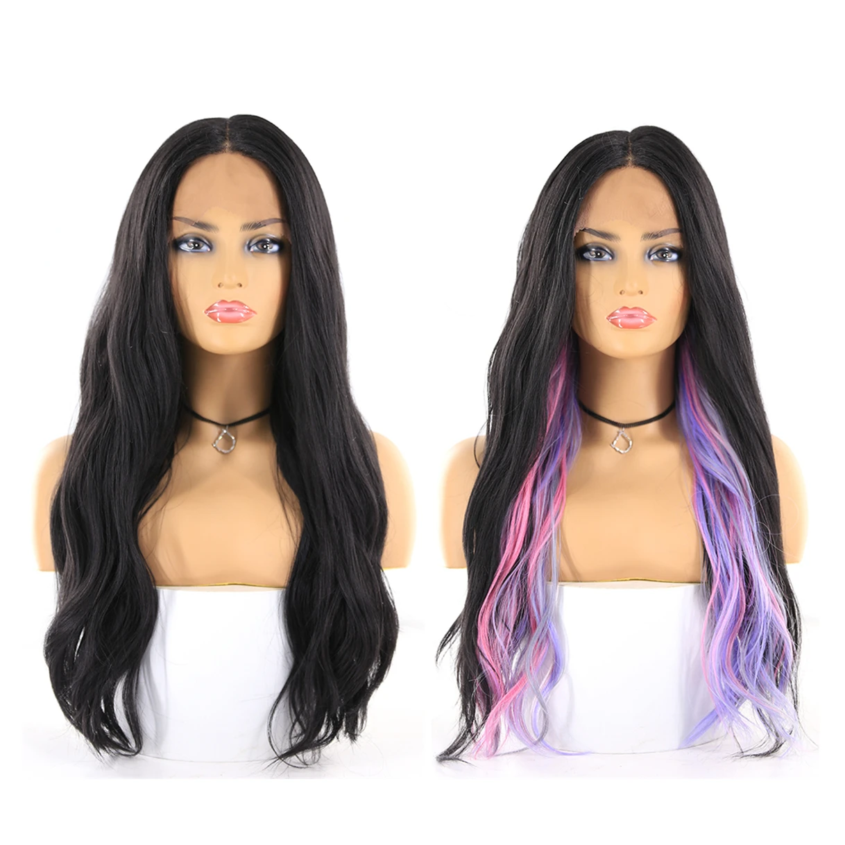 

X-TRESS New Style Stage 2 middle part Hair Wigs ombre purple Colored Wig Lace Front Synthetic Hair Wigs For Black Women