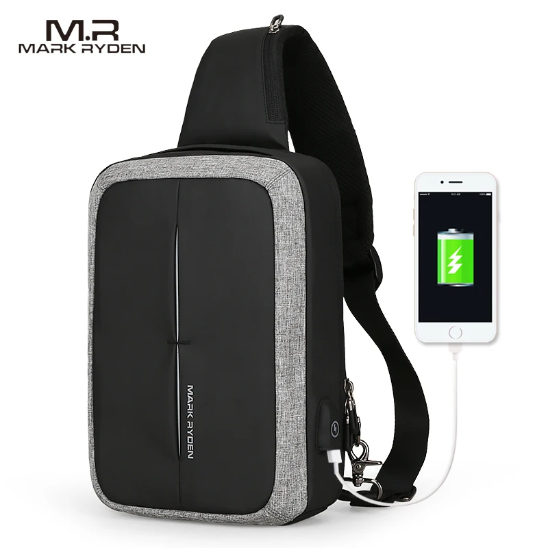 

Mark Ryden waterproof chest bag high quality for men outdoors with external usb charging port
