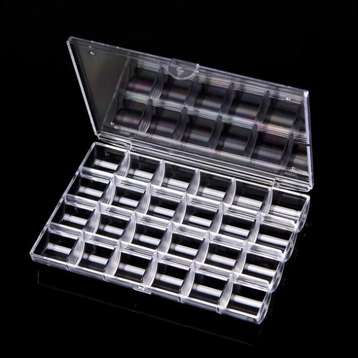 

Wholesale Plastic 24 Grid Jewelry Box transparent cosmetic storage box nail container, Clear
