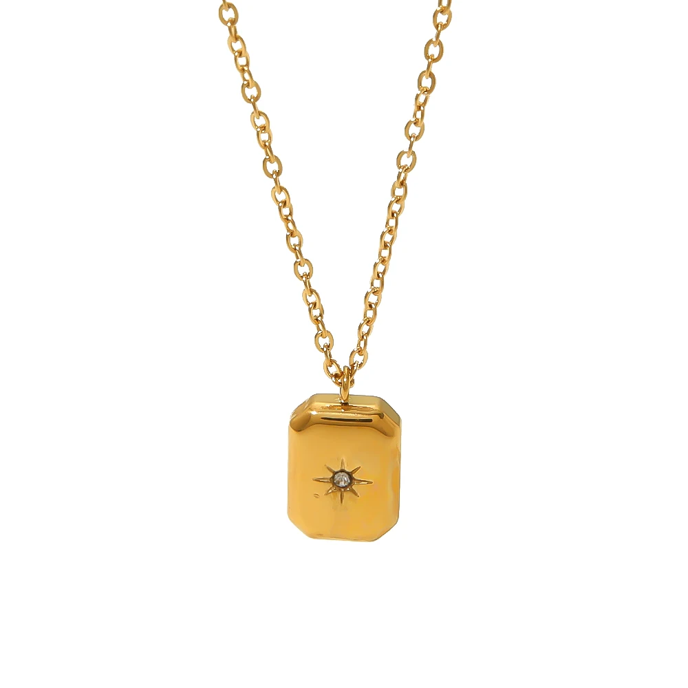 

Hot Selling Customized Star Shaped Gold Plated Zircon Square Pendant Necklace Wedding Jewelry Gift 2023