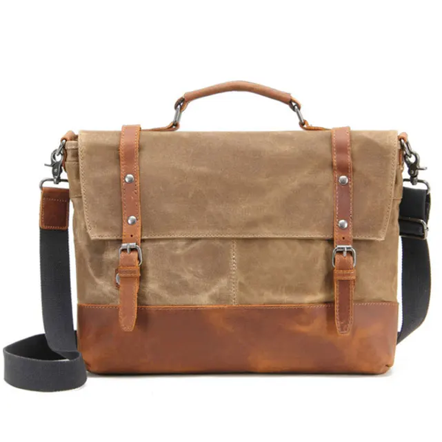 

hot sales vintage custom LOGO wholesale waterproof canvas leather computer laptop messenger bag, As customizied