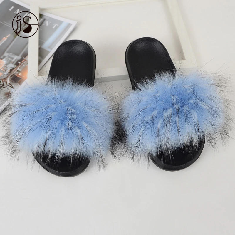 

2021 Various Styles Furry Fluffy Slippers faux furry sandals Custom Women Fashion Plush Design Slides For Ladies, Picture