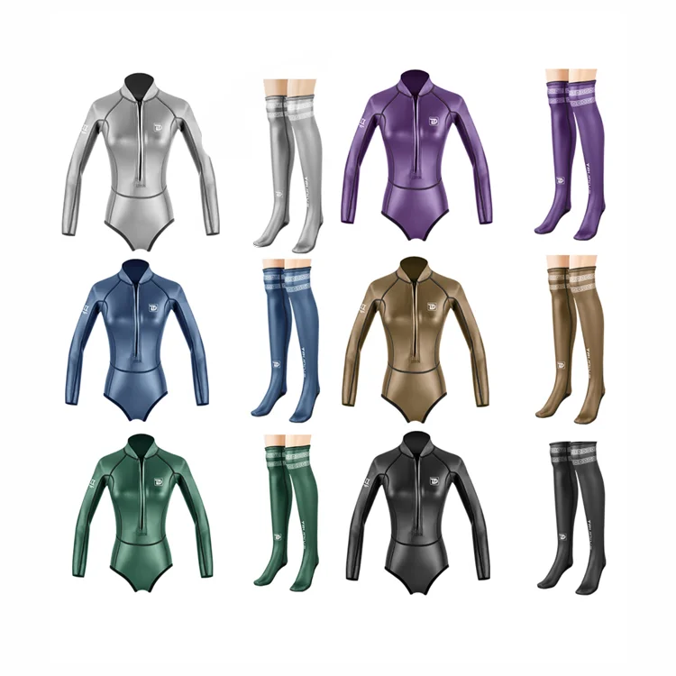 

Women One Piece 2mm-3mm Neoprene Smooth Skin Triathlon Yamamoto Jump Suit Swimming Surfing Diving Wetsuit Set with Stockings, Customized color