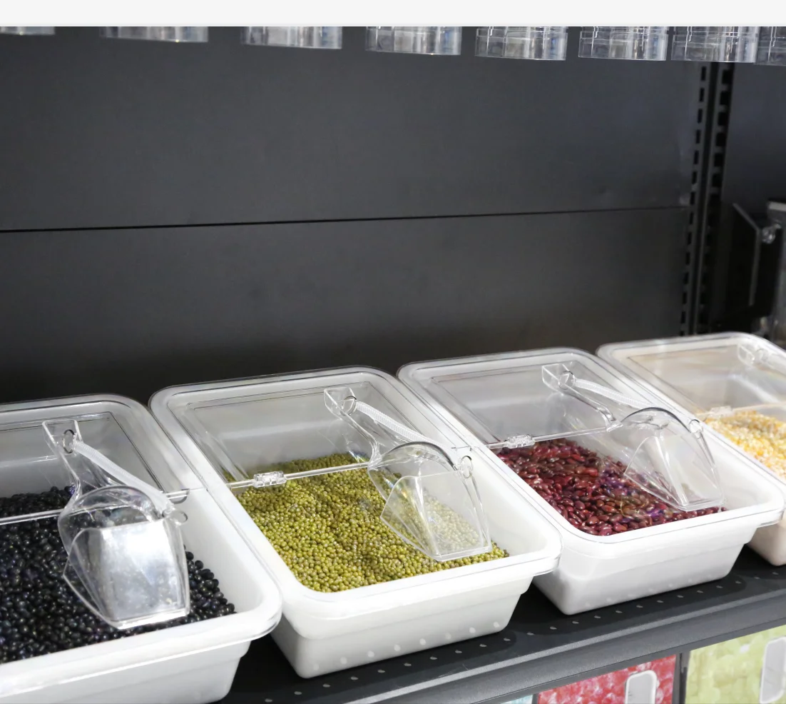 Cheap Candy Box Food Container Plastic Bulk Candy Food Bin With Scoop