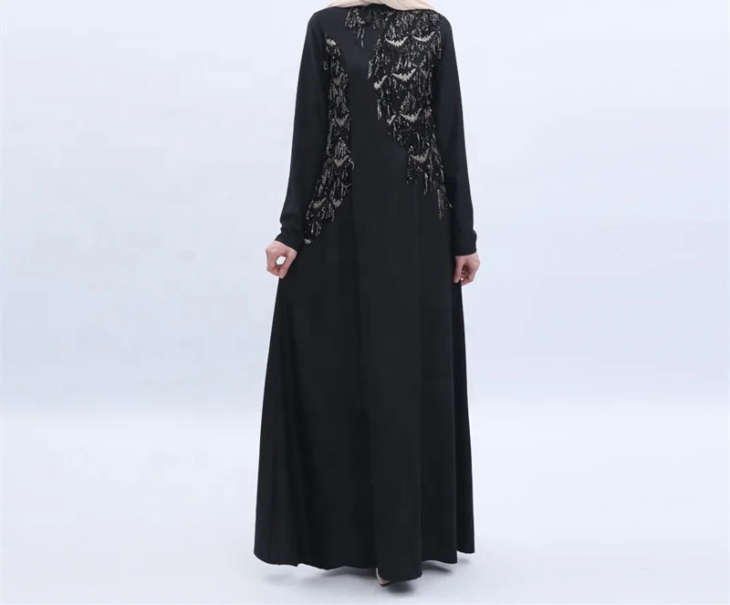 

Sequins Tassel Muslim Islamic Abaya Modest Dress Maxi Dress, Black