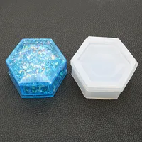 

S186 trinket storage mould silicone hexagon jewelry box mold for resin crafts Making