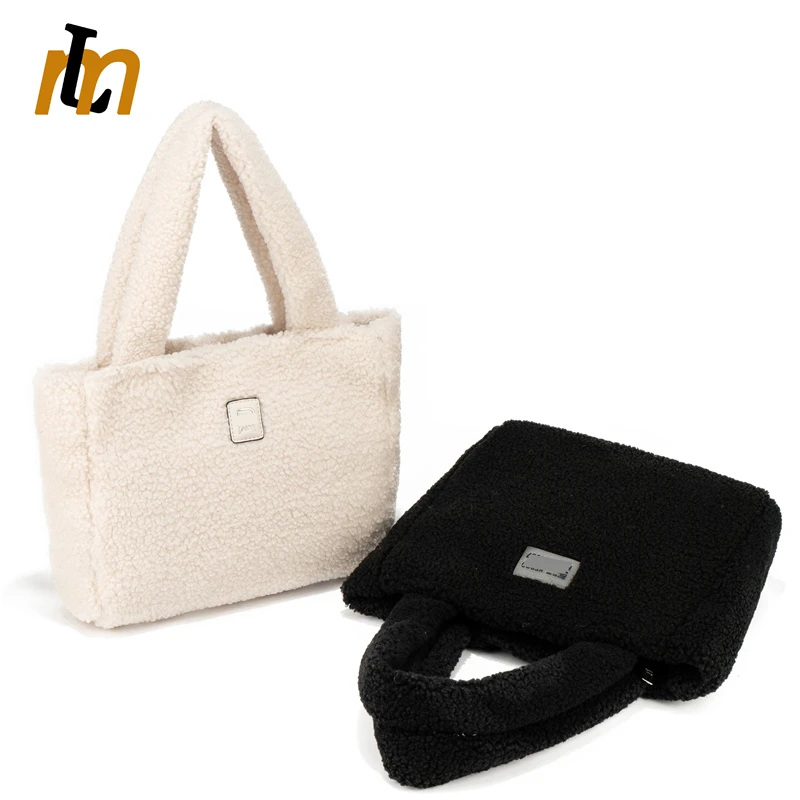 Wholesale Winter Bags Women Handbags Soft Fluffy Ladies Hand Bags Girl Plush Small Tote Faux Fur Bags for Women