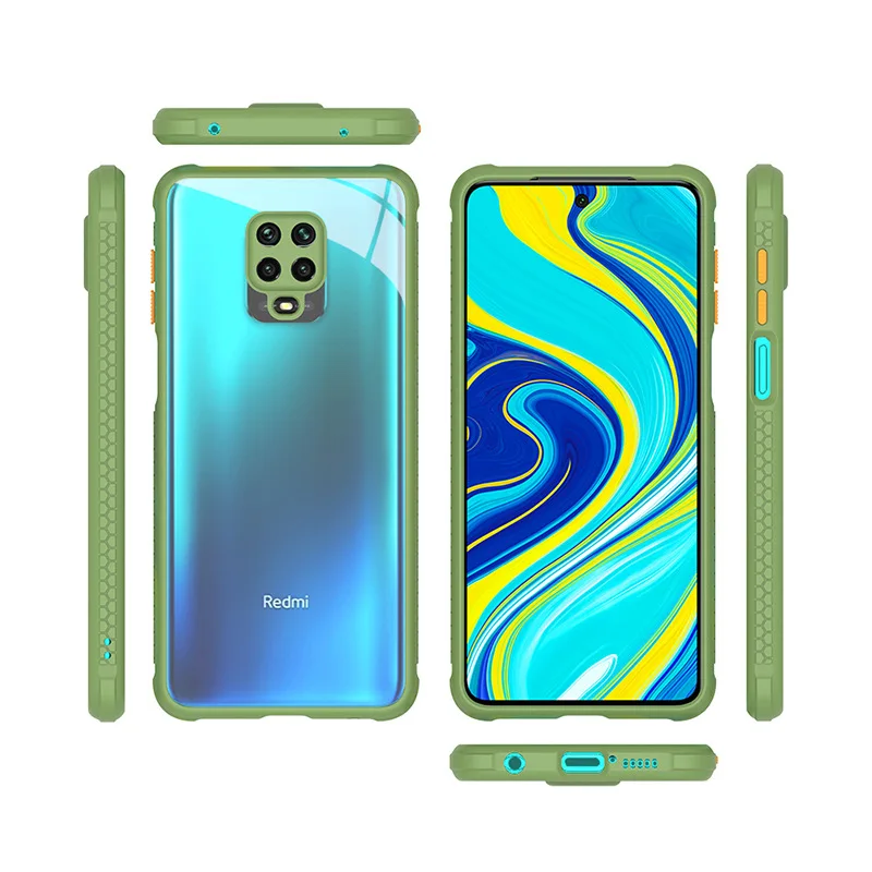 

2020 New Design Phone Case For Redmi 9 Transparent Phone Case Shockproof For Redmi Note 9 Pro Back Cover Mobile Case, Whait/red/blue/green/black/army green