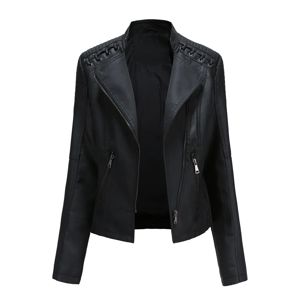 New Arrivals Long Sleeve Bomber Jackets Spring Leather Jacket Motorcycle Jacket Women