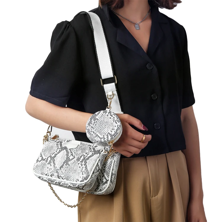 

EG409 Luxury snake design 3 in 1 handbags set girl famous brand purses for women shoulder bags