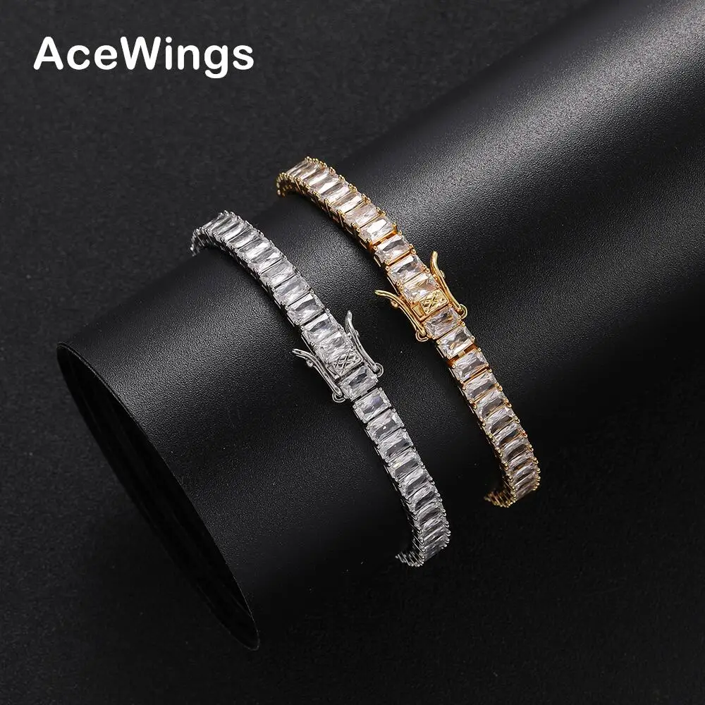 BB125  Men's Iced 5.0MM Tennis Bracelets Brass Prong Setting CZ Fashion Jewelry Hip Hop Party Gift