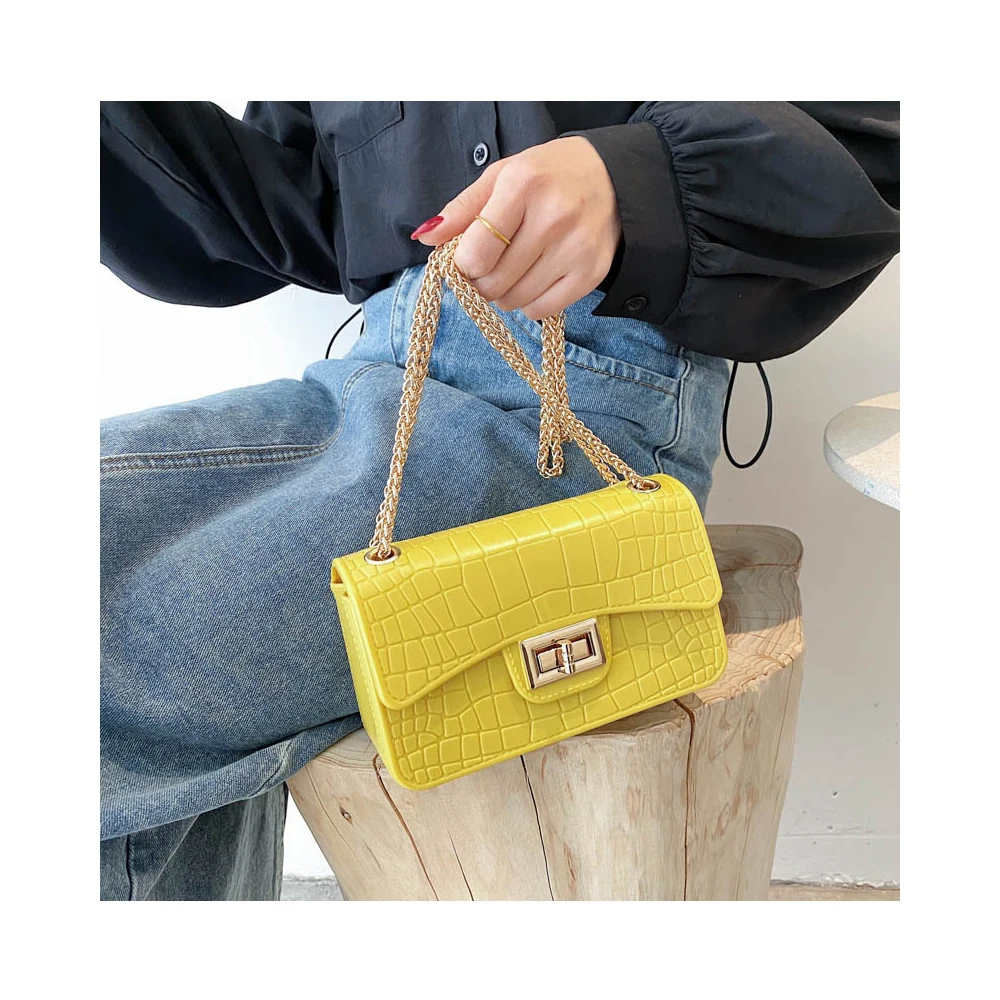 

Korean texture jelly tote bag ladies Chic Clutch Bolsa wholesale purses Women fashion PVC Crocodile summer 2021 handbags, Customizable