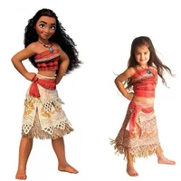 

Princess Moana Cosplay Costume Kids Adult Vaiana Dress Up Clothes with Necklace for Halloween Costumes for Kids Girls