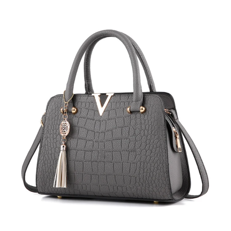 

New Style Luxury Elegant Bolsos Ladies Pu Leather Crocodile Pattern Women Handbag Tassel Shoulder Bags, Mutil-color