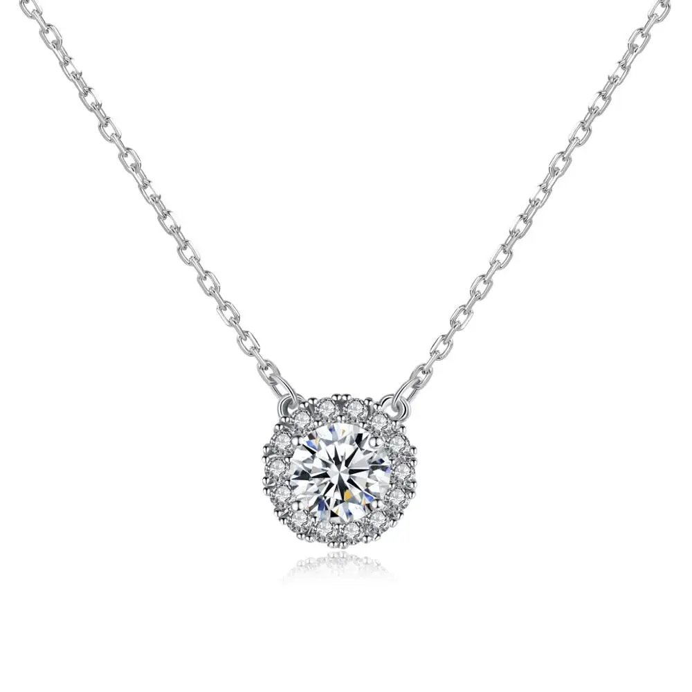 

LUOTEEMI Fashion Round Cut Cubic Zirconia CZ Stone Necklace for Couple Love Jewelry Gift