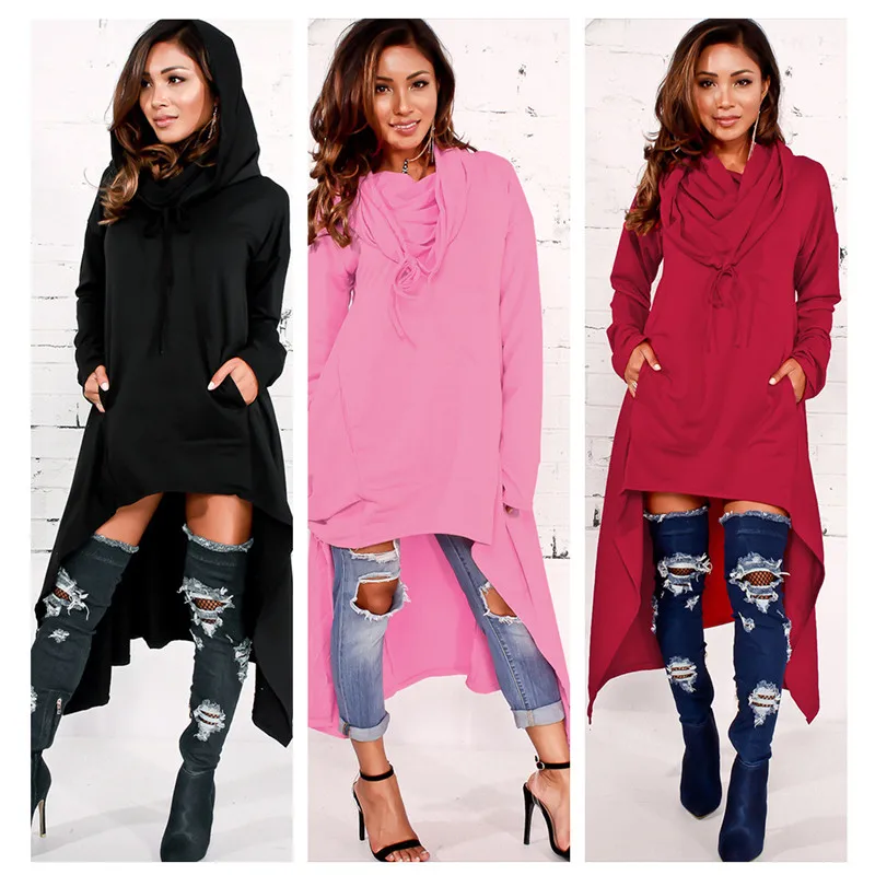 

Casual Ladies Hoody Dress Solid Color Long Sleeve Shirt Tops Women's Pullover Sweatshirt Sweater Women Hoodies, Pink,yellow,red,purple,black,orange,blue,army green,gray,dark gray