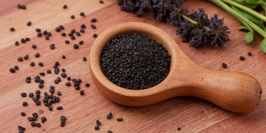 Glass jar of organic nigella sativa seeds