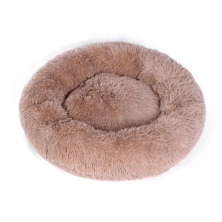 

WangyuPet Dropshipping Plush Dog Bed House Mat Foam Round Washable Donut Soft Dog Bed For Rabbit Little Animal, As picture