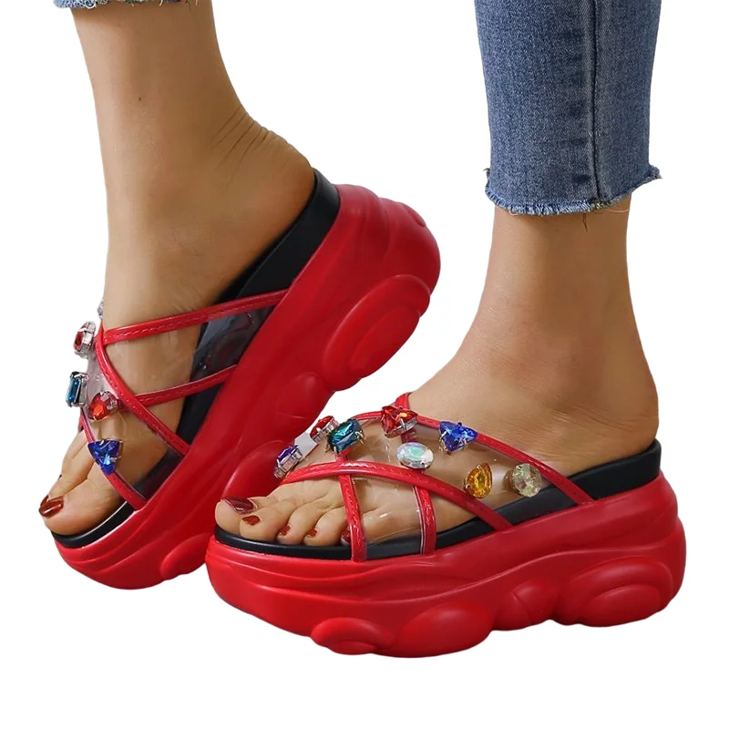 

Women Wide Width Women's Comfy Platform Sandal Shoes Summer Beach Travel Fashion Slipper Flip Flops