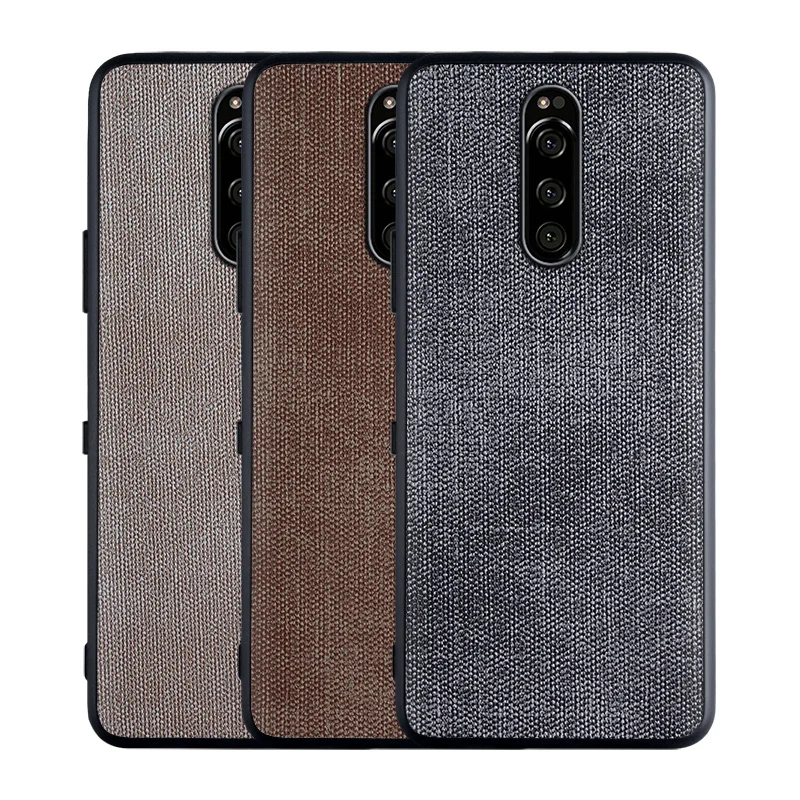 

Rough canvas Fabric & Hard PC & Soft TPU case for Sony Xperia 1 XZ3 XZ4