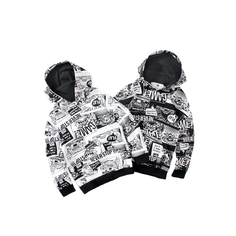 

Korean version of children's long-sleeved pullover sweater, big children's hooded loose top