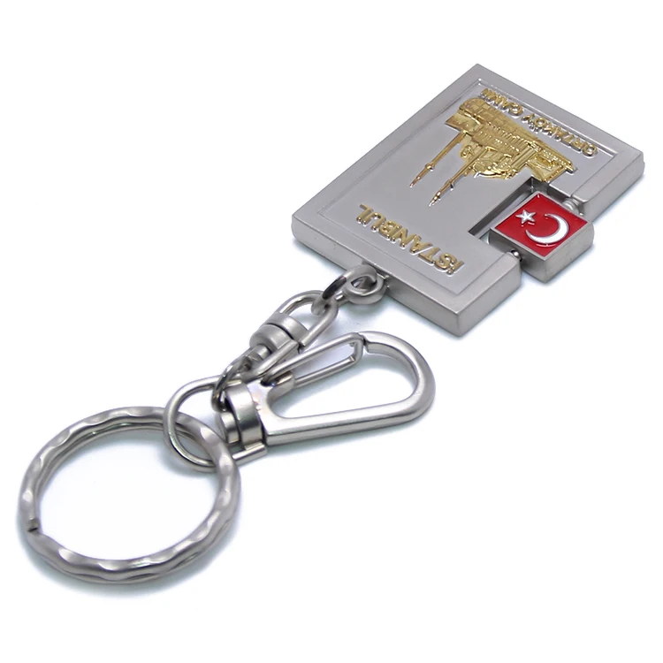 
Customized Metal Key Chain Keyring Rotate Turkey Flag Istanbul Souvenir Gifts Key Ring Holder Zinc Alloy Souvenir Keychain 